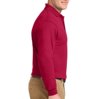 Port Authority Silk Touch Long Sleeve Polo, Red, Right Sleeve view