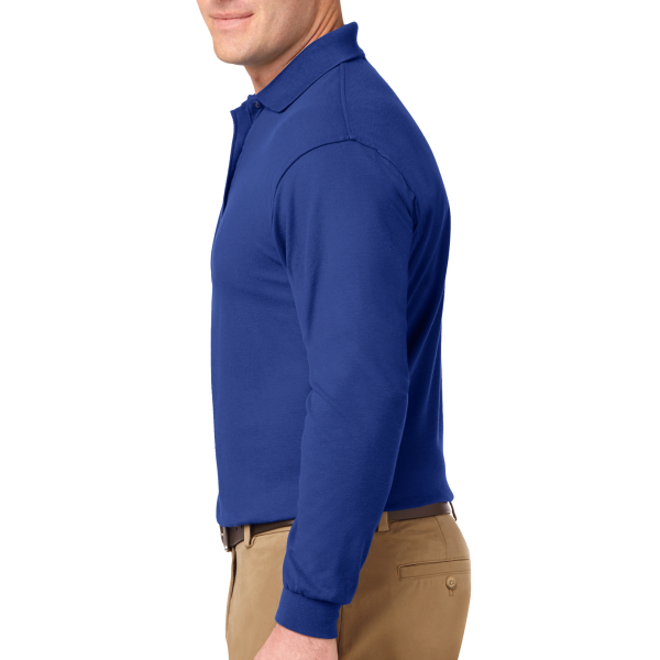 Port Authority Silk Touch Long Sleeve Polo, Royal, Left Sleeve view