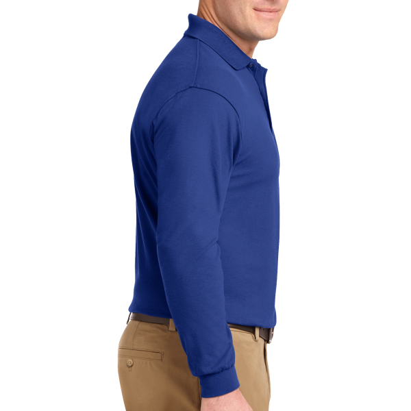 Port Authority Silk Touch Long Sleeve Polo, Royal, Right Sleeve view