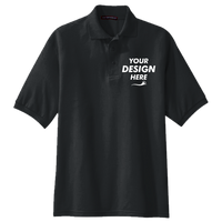 Port Authority Silk Touch Polo, Black, Front view, Mockup