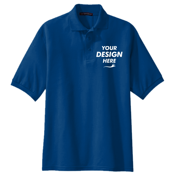 Port Authority Silk Touch Polo, Royal, Front view, Mockup