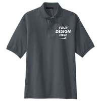 Port Authority Silk Touch Polo, Steel Grey, Front view, Mockup