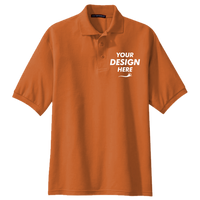 Port Authority Silk Touch Polo, Texas Orange, Front view, Mockup