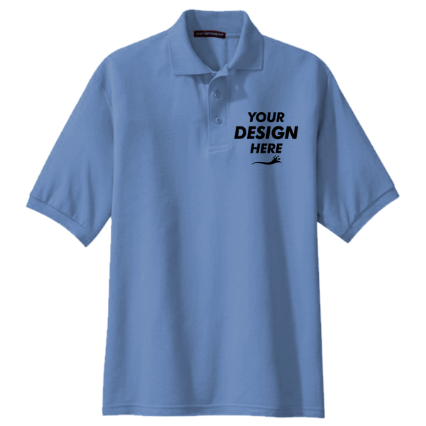 Port Authority Silk Touch Polo, Ultramarine Blue, Front view, Mockup