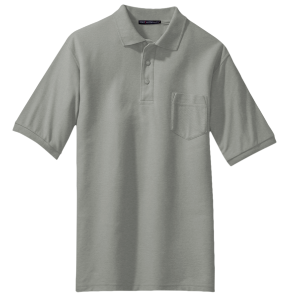 Port Authority Silk Touch Polo with Pocket, Cool Grey, Front view