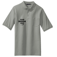 Port Authority Silk Touch Polo with Pocket, Cool Grey, Front view, Mockup