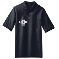 Port Authority Silk Touch Polo with Pocket, Navy, Front view, Mockup