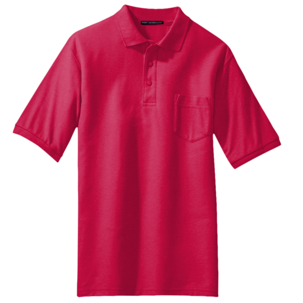 Port Authority Silk Touch Polo with Pocket, Red, Front view