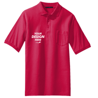 Port Authority Silk Touch Polo with Pocket, Red, Front view, Mockup