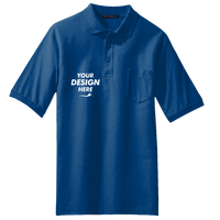 Port Authority Silk Touch Polo with Pocket, Royal, Front view, Mockup