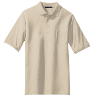 Port Authority Silk Touch Polo with Pocket, Stone, Front view