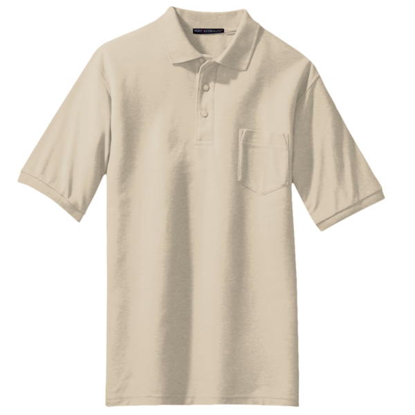 Port Authority Silk Touch Polo with Pocket, Stone, Front view