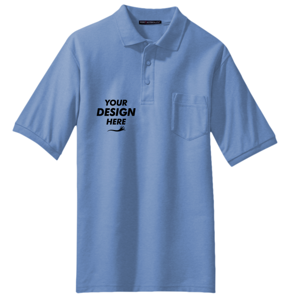 Port Authority Silk Touch Polo with Pocket, Ultramarine Blue, Front view, Mockup