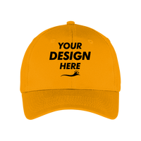 Port Authority Six Panel Twill Cap, Athletic Gold, Front view, Mockup