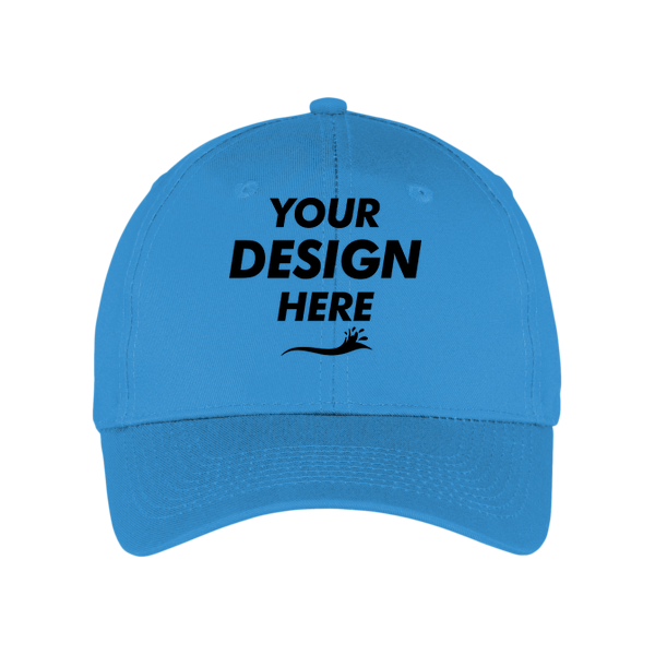 Port Authority Six Panel Twill Cap, Carolina Blue, Front view, Mockup