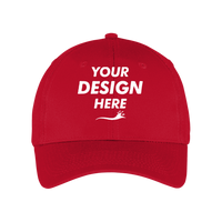 Port Authority Six Panel Twill Cap, Red, Front view, Mockup