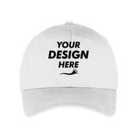 Port Authority Six Panel Twill Cap, White, Front view, Mockup