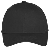 Port Authority Six Panel Unstructured Twill Cap, Black, Front view