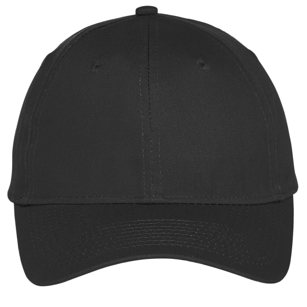 Port Authority Six Panel Unstructured Twill Cap, Black, Front view