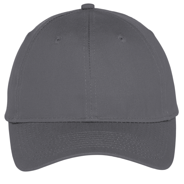 Port Authority Six Panel Unstructured Twill Cap, Charcoal, Front view