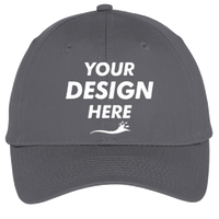 Port Authority Six Panel Unstructured Twill Cap, Charcoal, Front view, Mockup