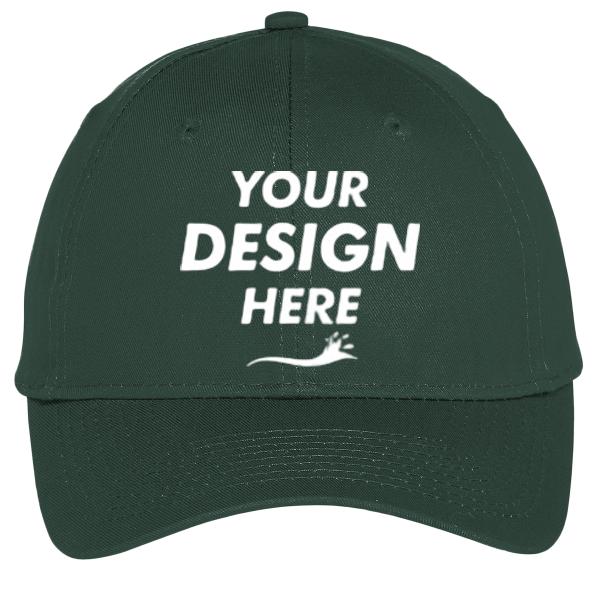 Port Authority Six Panel Unstructured Twill Cap, Hunter, Front view, Mockup