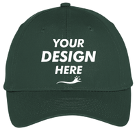 Port Authority Six Panel Unstructured Twill Cap, Hunter, Front view, Mockup