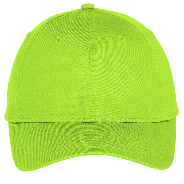 Port Authority Six Panel Unstructured Twill Cap, Lime, Front view