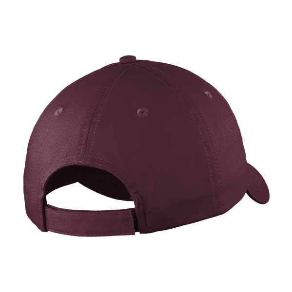 Port Authority Six Panel Unstructured Twill Cap, Maroon, Back view