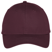 Port Authority Six Panel Unstructured Twill Cap, Maroon, Front view