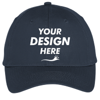 Port Authority Six Panel Unstructured Twill Cap, Navy, Front view, Mockup
