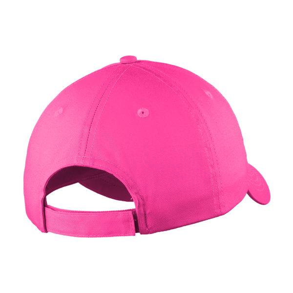 Port Authority Six Panel Unstructured Twill Cap, Neon Pink, Back view