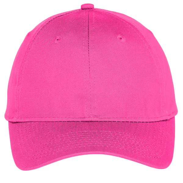 Port Authority Six Panel Unstructured Twill Cap, Neon Pink, Front view