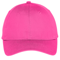 Port Authority Six Panel Unstructured Twill Cap, Neon Pink, Front view