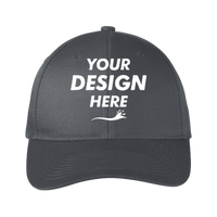Port Authority Snapback Fine Twill Cap, Graphite, Front view, Mockup
