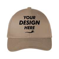 Port Authority Snapback Fine Twill Cap, Khaki, Front view, Mockup