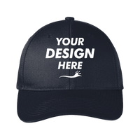 Port Authority Snapback Fine Twill Cap, Navy, Front view, Mockup