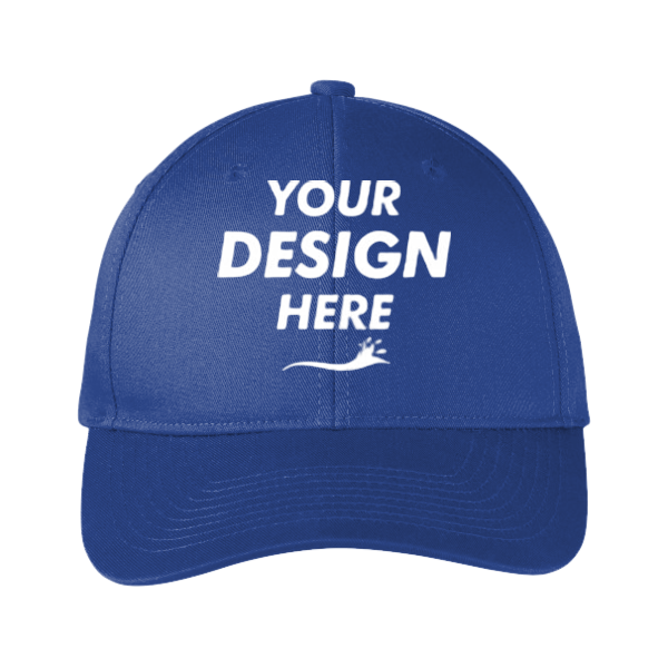 Port Authority Snapback Fine Twill Cap, Royal, Front view, Mockup