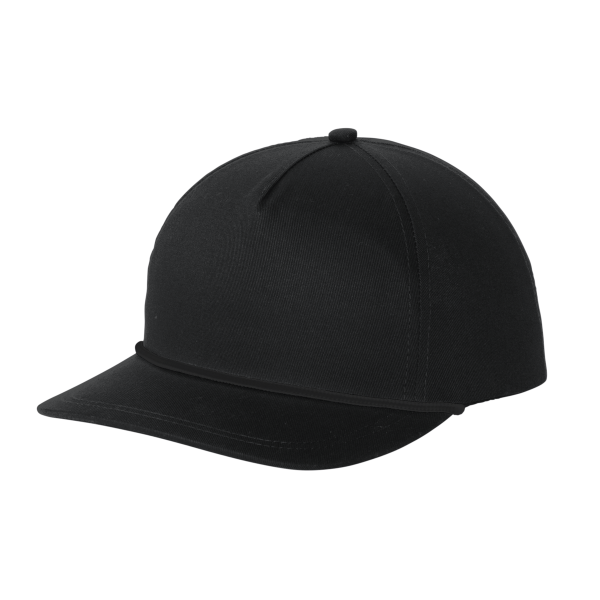 Port Authority Snapback Five Panel Rope Cap, Black / Black, Left Side view