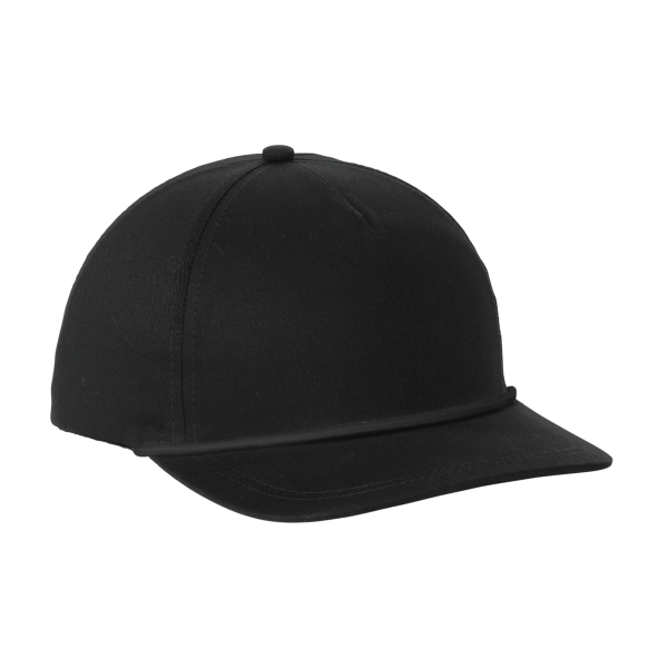 Port Authority Snapback Five Panel Rope Cap, Black / Black, Right Side view