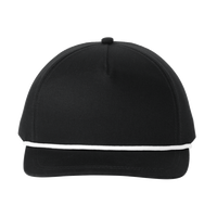Port Authority Snapback Five Panel Rope Cap, Black / White, Front view