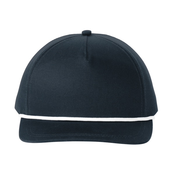 Port Authority Snapback Five Panel Rope Cap, Navy / White, Front view