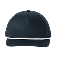 Port Authority Snapback Five Panel Rope Cap, Navy / White, Front view