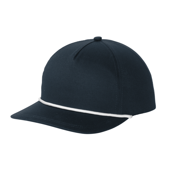 Port Authority Snapback Five Panel Rope Cap, Navy / White, Left Side view