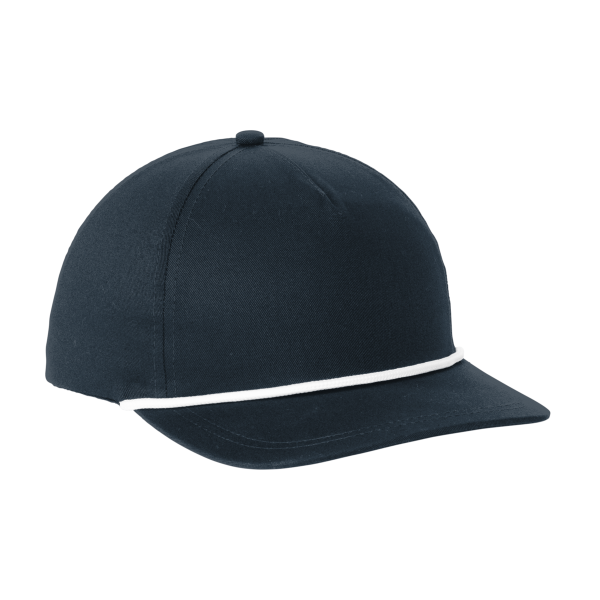 Port Authority Snapback Five Panel Rope Cap, Navy / White, Right Side view