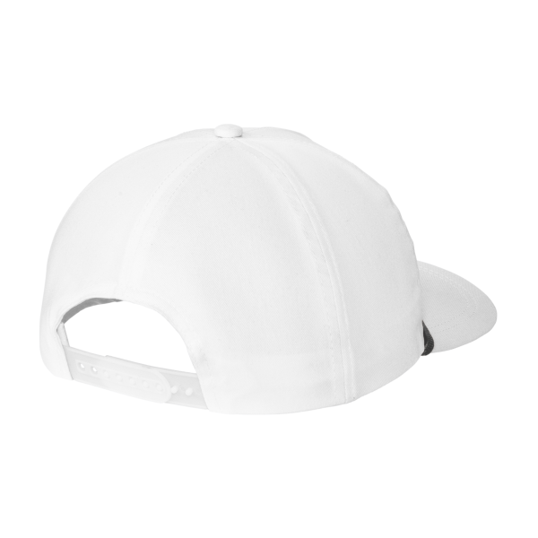 Port Authority Snapback Five Panel Rope Cap, White / Black, Back view