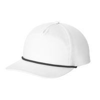 Port Authority Snapback Five Panel Rope Cap, White / Black, Left Side view
