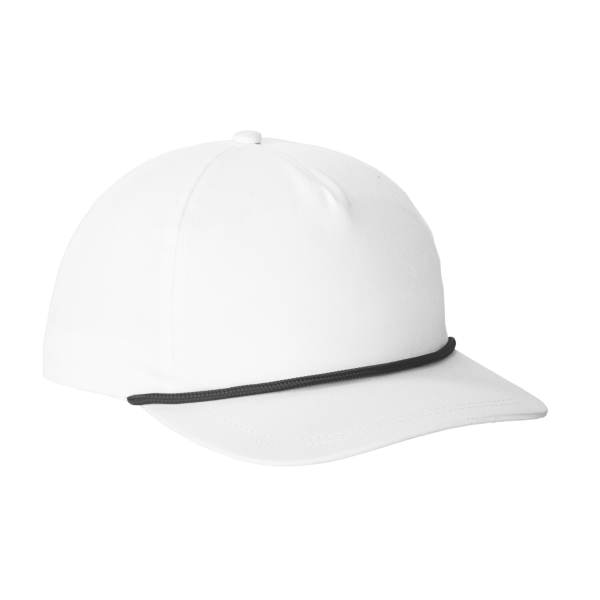 Port Authority Snapback Five Panel Rope Cap, White / Black, Right Side view
