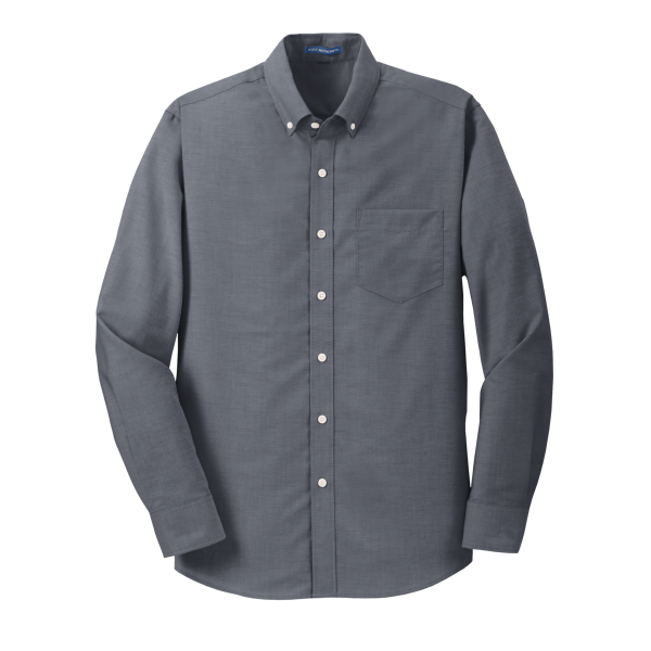 Port Authority SuperPro Oxford Shirt, Black, Front view