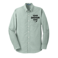 Port Authority SuperPro Oxford Shirt, Green, Front view, Mockup